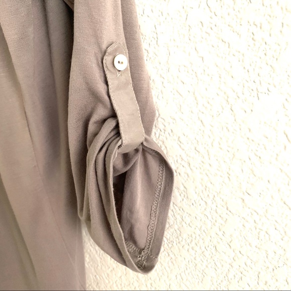 Tiny Anthropologie Embroidered Henley Top Taupe - Picture 6 of 7